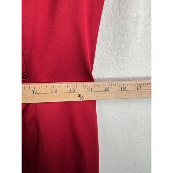 Kay Unger satin cocktail silk blend retro dress red ruched sheath sz 8 - Picture 5 of 9